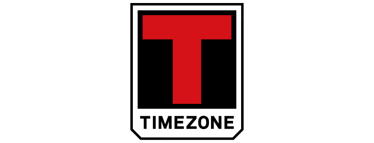 Timezone schwarz rot logo Klamottenmarke